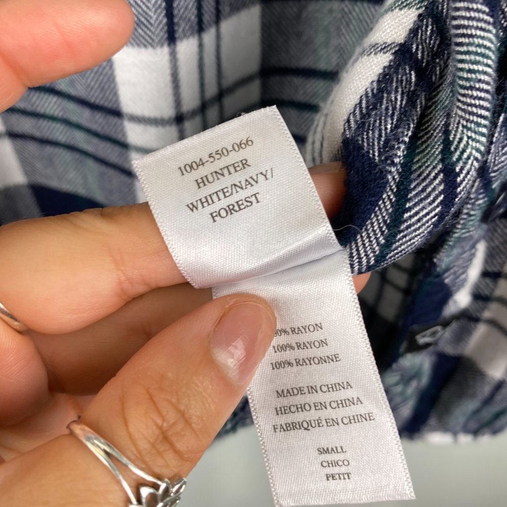 Rails Hunter Button Up Plaid Flannel Navy Forest … - image 6